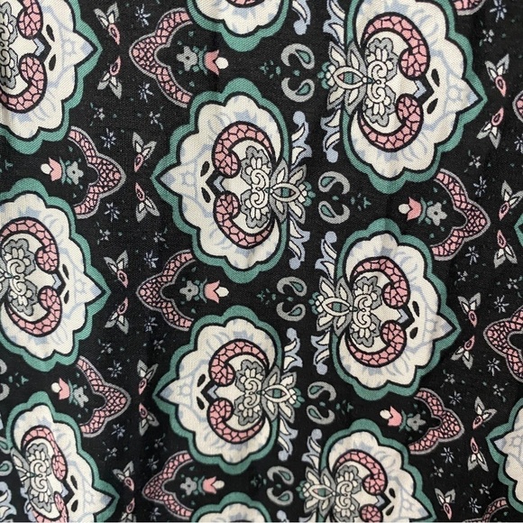 ⚡️ LAST CHANCE MARKDOWN !⭐Boho Fringe Kimono Size Medium Black  Print Womens Top - Picture 10 of 11